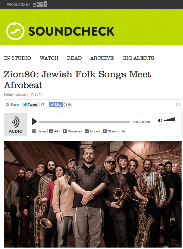 Zion80 on WNYC Soundcheck